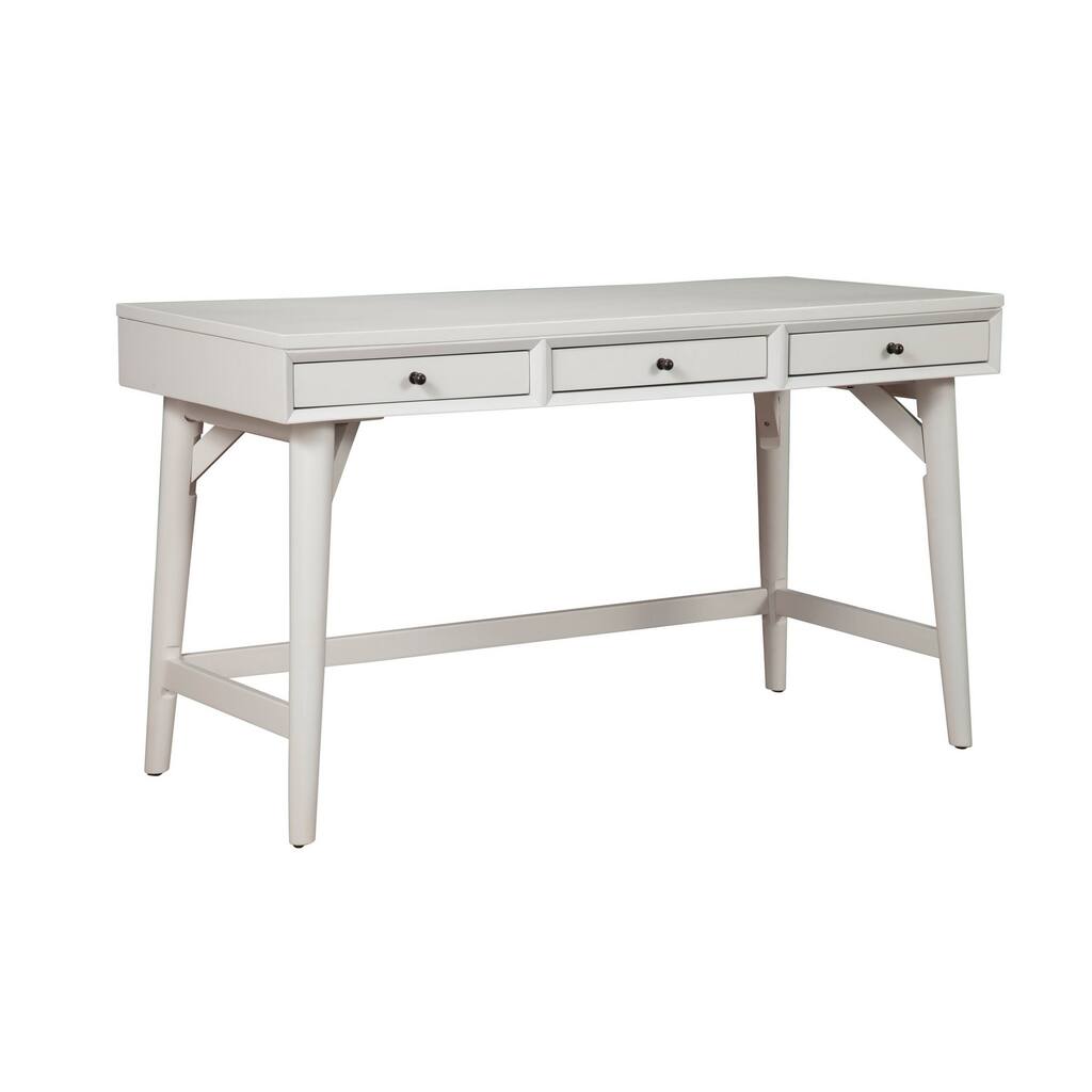 Writing Desk with 3 Drawers and Angled Legs, White