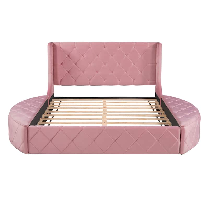 Queen Size Storage Velvet Bed