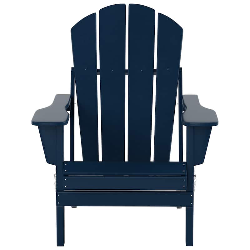Polytrends Laguna Hdpe All Weather Outdoor Patio Foldable Adirondack Chairs With Side Table (3-Piece Set)