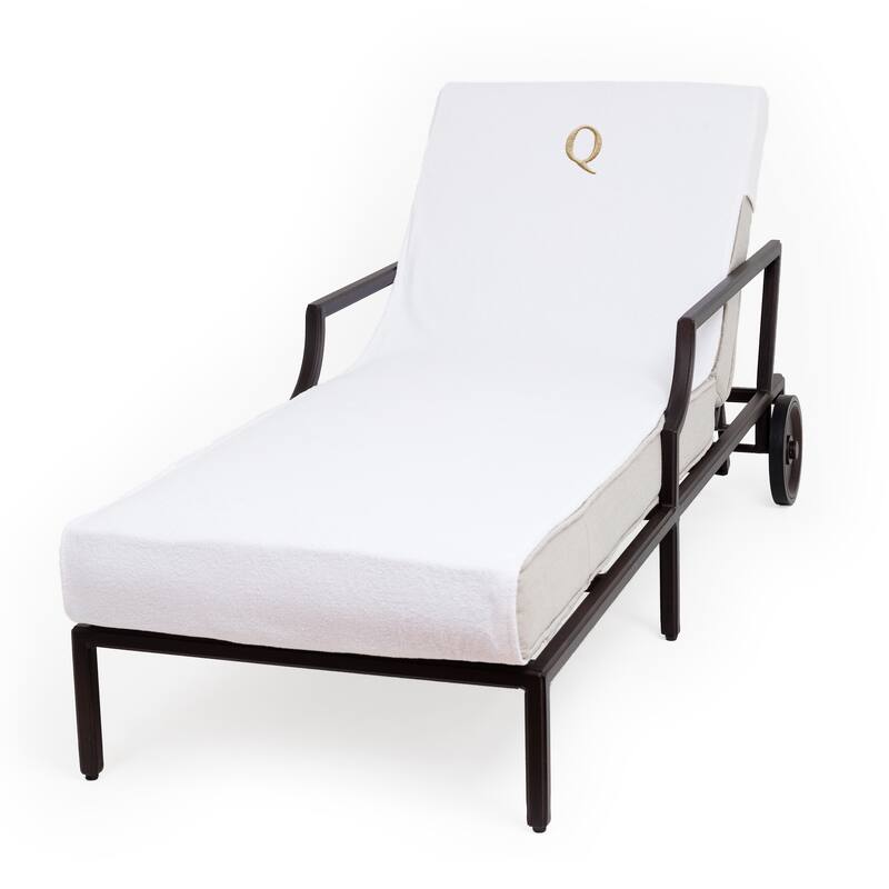 Authentic Turkish Cotton Gold Monogrammed Towel Cover for Standard Size Chaise Lounge Chair - Q