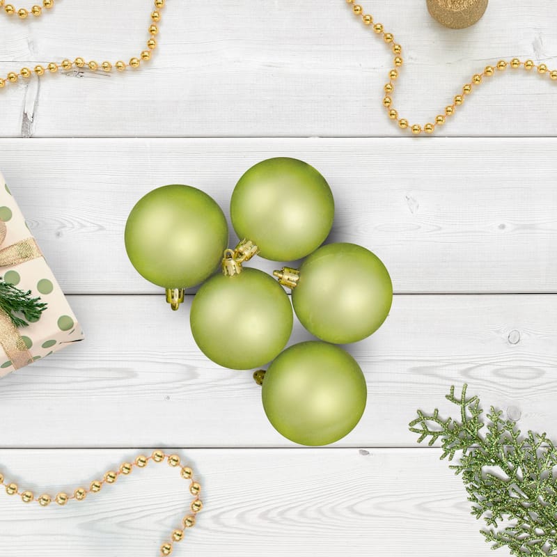 60ct Kiwi Green Shatterproof Matte Christmas Ball Ornaments 2.5"