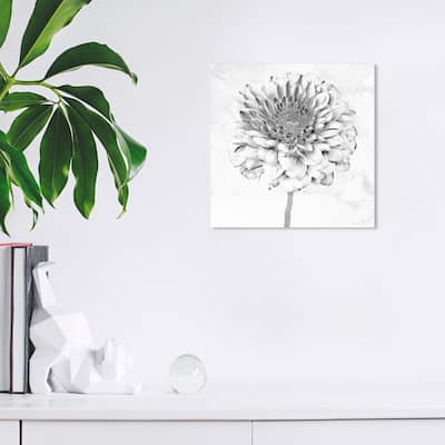 Wynwood Studio Canvas Floral and Botanical White Gray Chrysanthemum White and Farmhouse Wall Art Canvas Print - White, Black