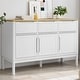 preview thumbnail 19 of 23, vidaXL Sideboard FLORO 44.9"x16.9"x29.1" Solid Wood Pine - 44.9" x 16.9" x 29.1" White
