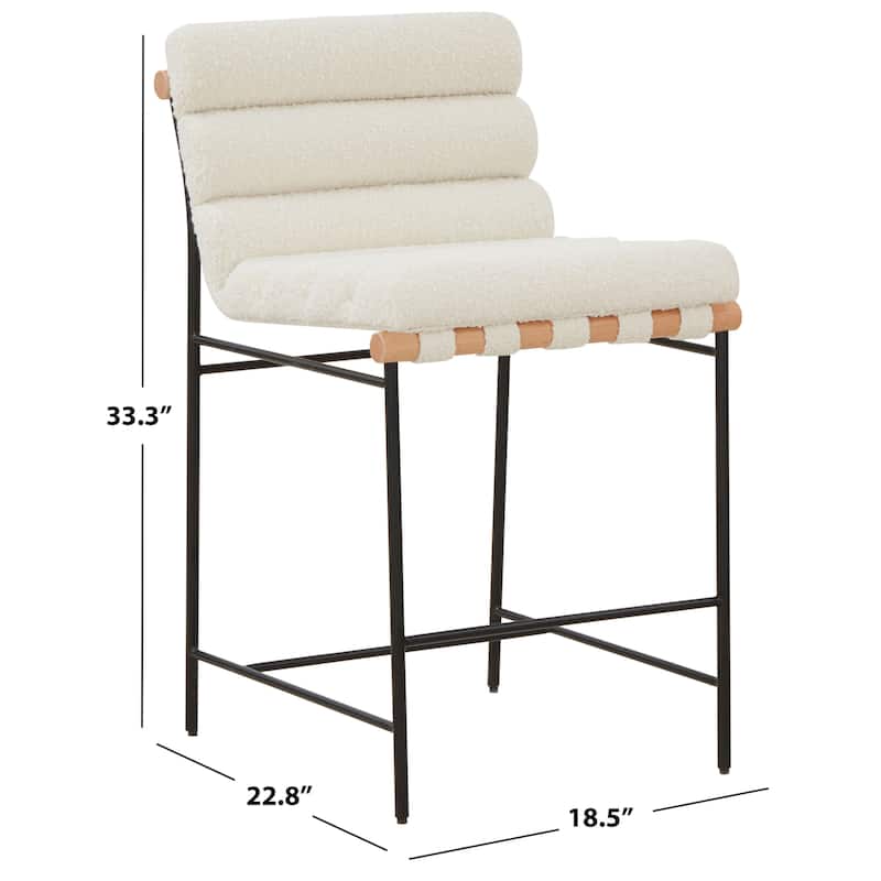 SAFAVIEH Couture Macibella Boucle 25-inch Counter Stool - 19Wx23Dx33H - Ivory/Black