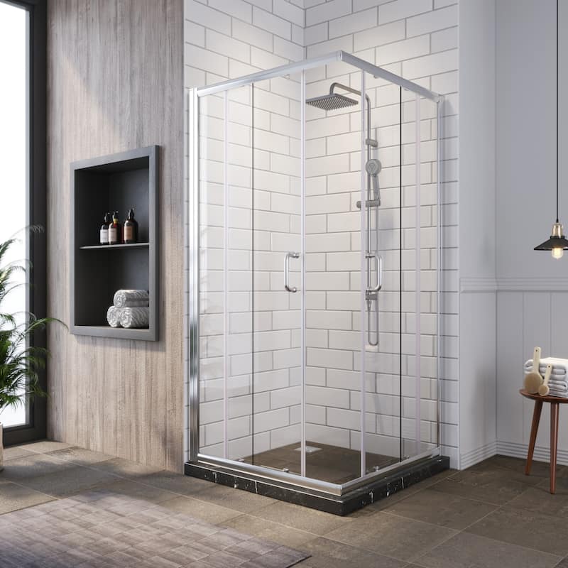 Elegant Corner Entry Enclosure With Sliding Shower Doors 36'' W x 36'' L x 72'' H
