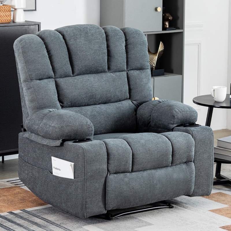 Massage Recliner Chair Sofa with Heating Vibration for living room apartment bedroom and compact room - Grey