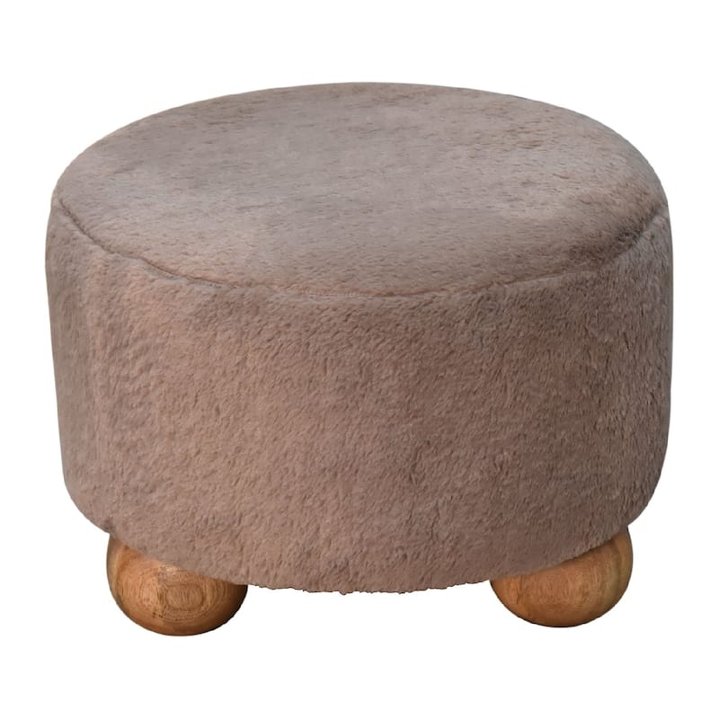 Stylish and Minimalist Faux Fur Round Ball Footstool Easy to assemble