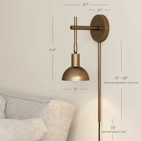 Nathan James Tamlin Wall Mounted Armed Sconce 1 Light Fixture with Plugin and On Off Switch On Sale Bed Bath Beyond 36702791