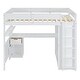 preview thumbnail 4 of 16, White Full Wooden Loft Bed with Wardrobe & Desk