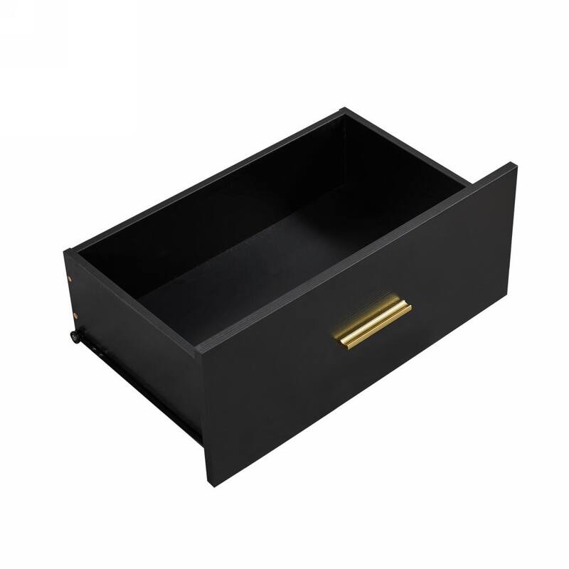 Modern Minimalist 9-Drawer Dressing Table, Entryway Table with Gold Handles and Waterproof Design, for Bedroom, Black