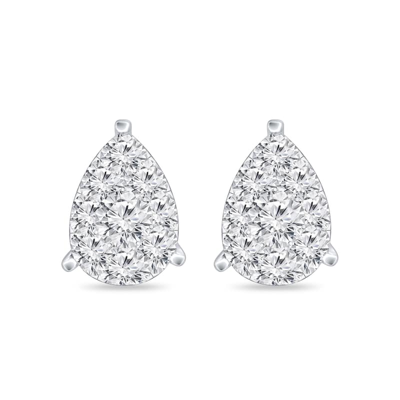 Auriya 14k Gold 1/4ctw Teardrop Pave Diamond Stud Earrings (H-I, I1-I2)