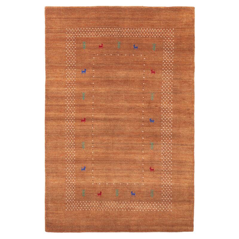 ECARPETGALLERY Hand Loomed Kashkuli Gabbeh Burnt Orange Wool Rug - 5'0 x 7'7