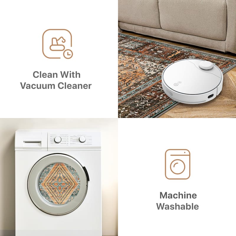 Mcow Low Pile Machine Washable Non-Slip Area Rug