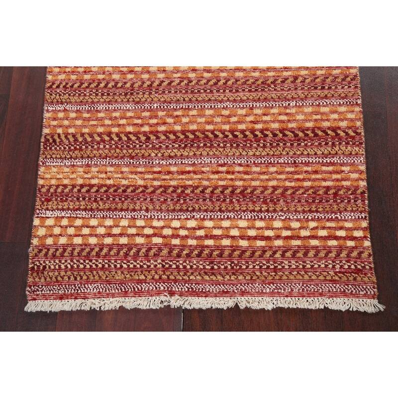 Geometric Striped Oriental Gabbeh Kashkoli Wool Area Rug Hand-knotted - 2'6" x 3'11"
