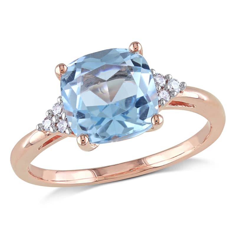 Miadora 10k Rose Gold Sky Blue Topaz and Diamond Accent Cocktail Ring