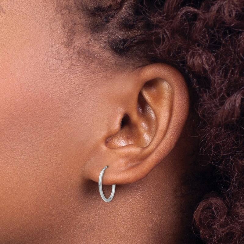 Curata 14k White Gold Polished Endless Tube Hoop Earrings - 14x14mm