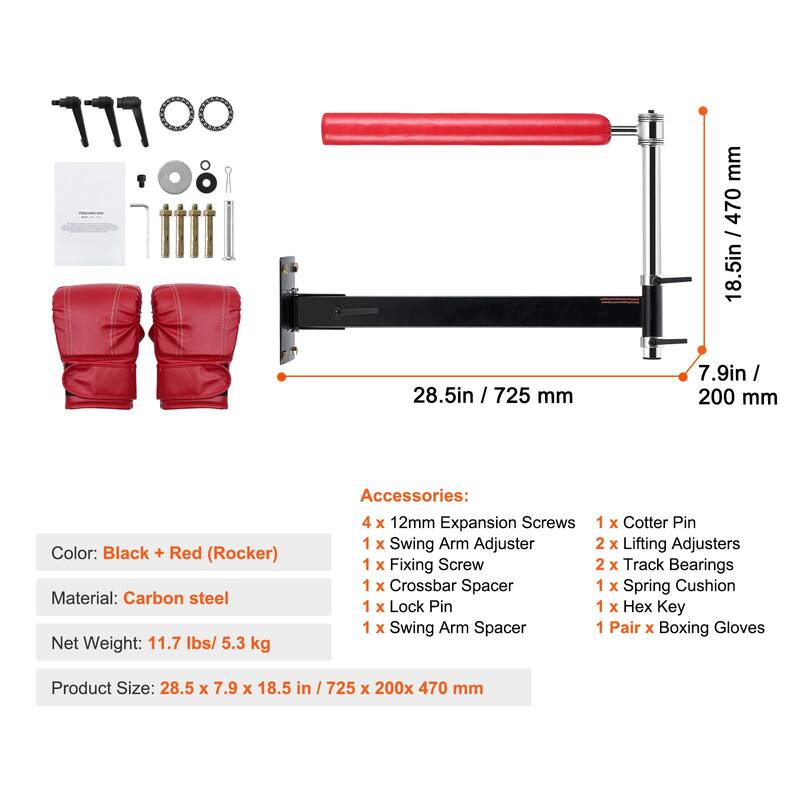 Wall Mount Boxing Spinning Bar with Gloves for Reflex & Speed Training - 28.5 x 7.9 x 18.5 inch