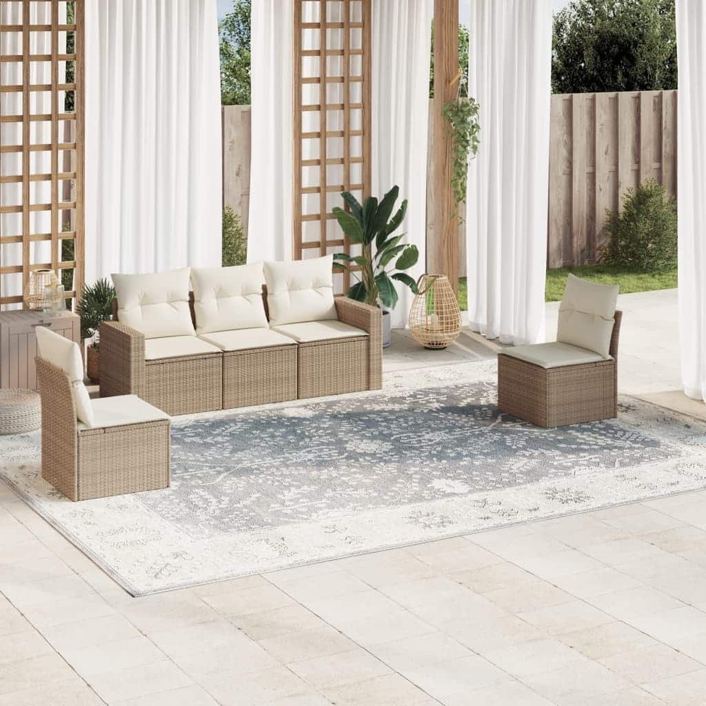 vidaXL Garden Sofa Set Beige PE rattan, powder-coated steel Standard - 24.4 x 25.8 x 27.2
