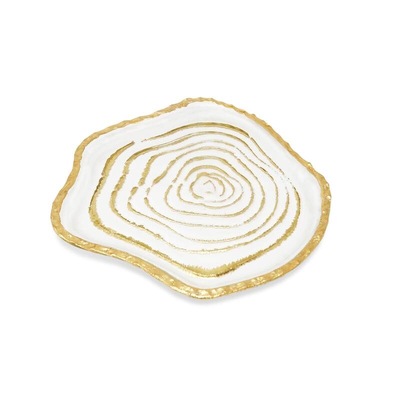 Grained Gold Glass Plates, Set of 4