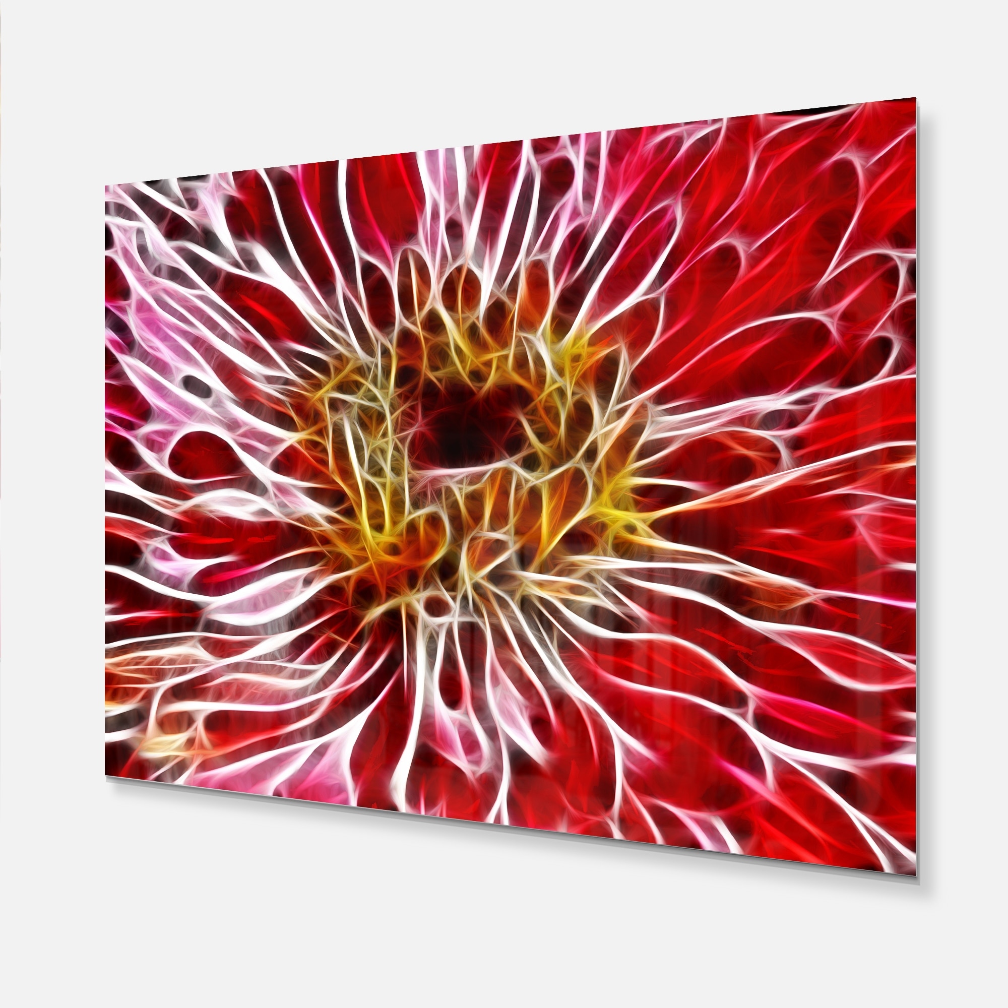 Dark Red Digital Art Fractal Flower - Large Floral Glossy Metal Wall ...