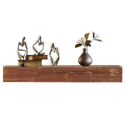 48" Rustic Wood Fireplace Mantel , Wall-Mounted & Floating Shelf for Home Decor