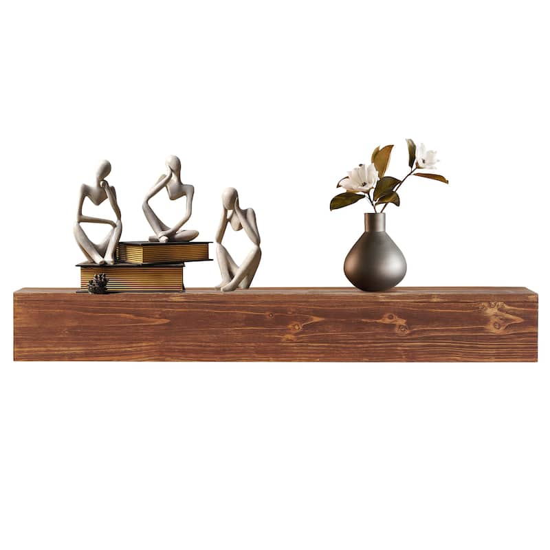 Home Decor Rustic Solid Wood Decorative Wall Shelf, Fireplace Mantel - 48 in. - Light Brown