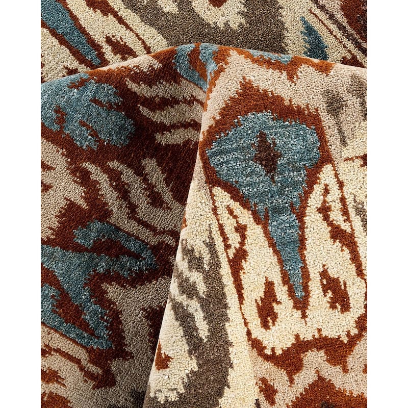 Ikat One-of-a-Kind Hand-Knotted Area Rug, Beige - 8' 3" x 10' 5"