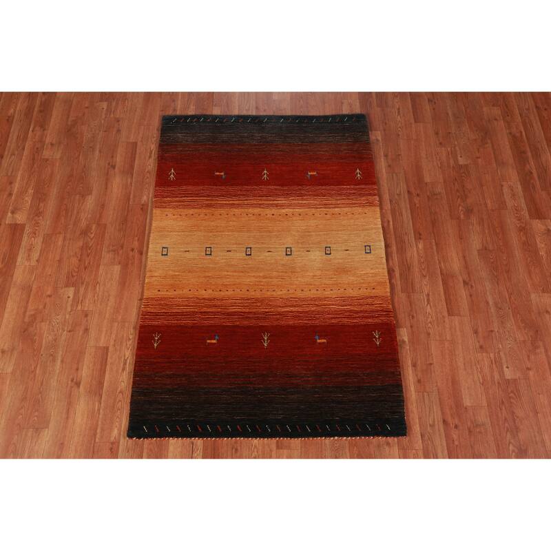 Gabbeh Indian Rug Handmade Wool Carpet - 3'2" x 4'11"