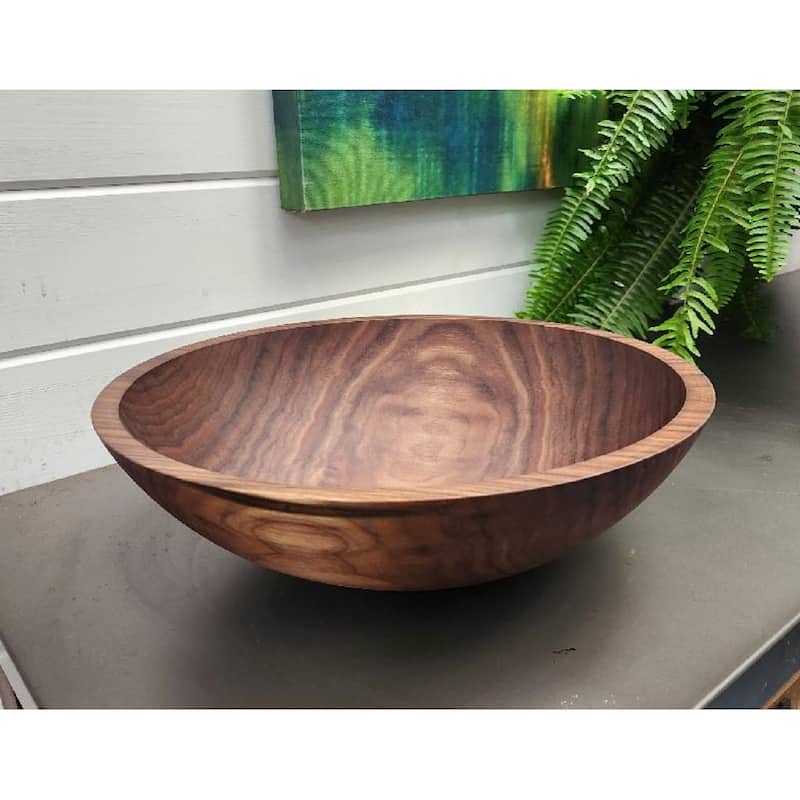 Handmade Solid 15 inch Walnut Bowl - 15"x15" - 15"x15" - Brown - 1 Piece