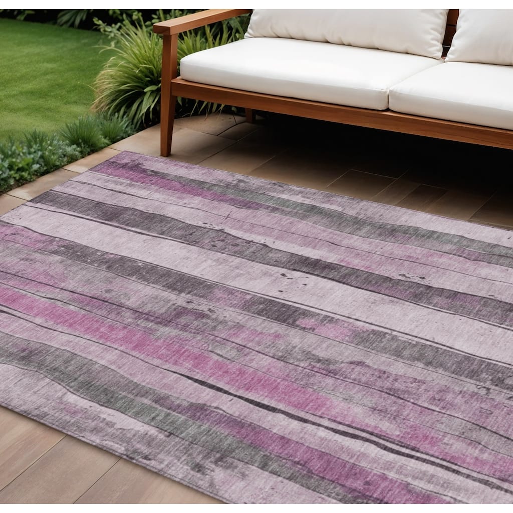 HomeRoots Striped Transitional Rectangle Outdoor Rug