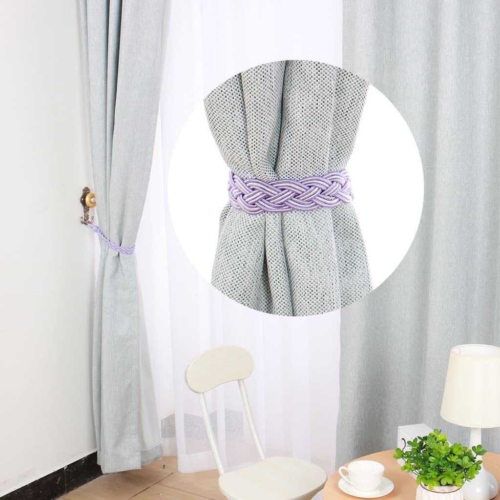 4pcs Curtain Tieback 23" Holdback Decorative Rope Curtain Holders, Purple