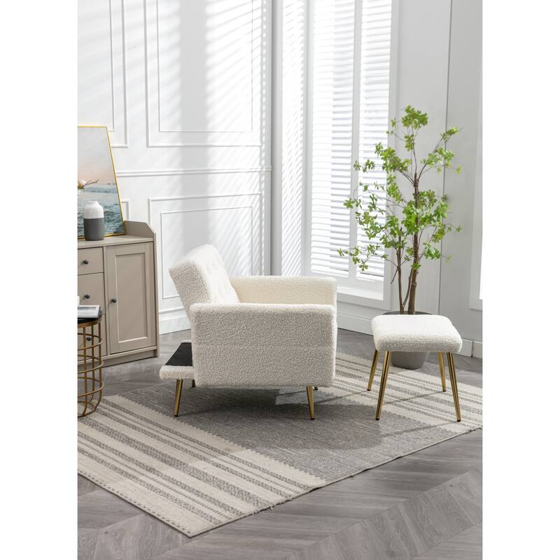 Bottom Tufted Accent Lounge Chair with Adjustable Arm and Back