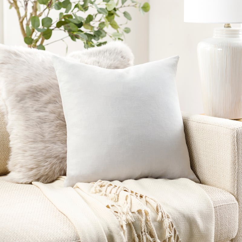 Stevi Linen Solid Color Throw Pillow - 20"H x 20"W - Cover Only - Off-White