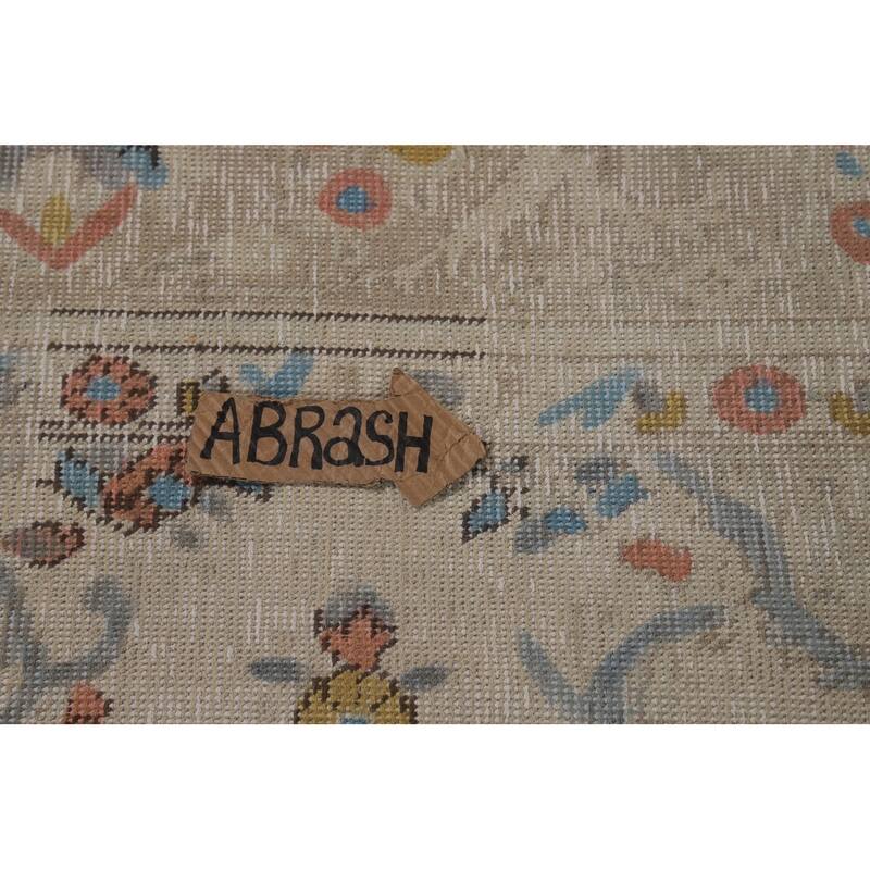 Tabriz Persian Area Rug Beige Floral Handmade Wool Carpet - 7'10"x 11'1"