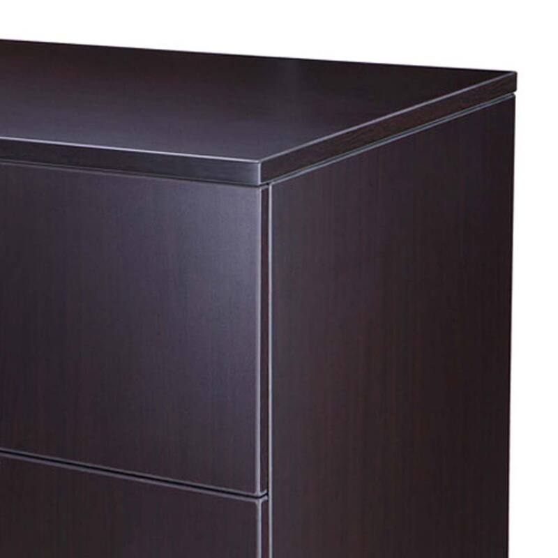 Tia Lateral File Cabinet, 31 Inch, 2 Drawers w Lock, Mocha Brown Wood