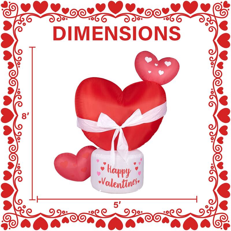 Fraser Hill Farm 8-Ft. Tall Valentine's Day Heart, Blow Up Inflatable - 8 Feet