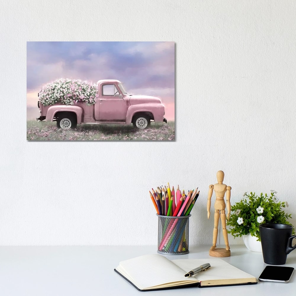 iCanvas "Pink Floral Truck" by Lori Deiter Canvas Print