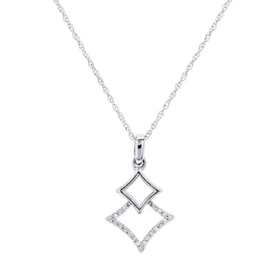 Kobelli Natural Diamond Solid 10k Gold Geometric Kites Rhombi 18" Necklace