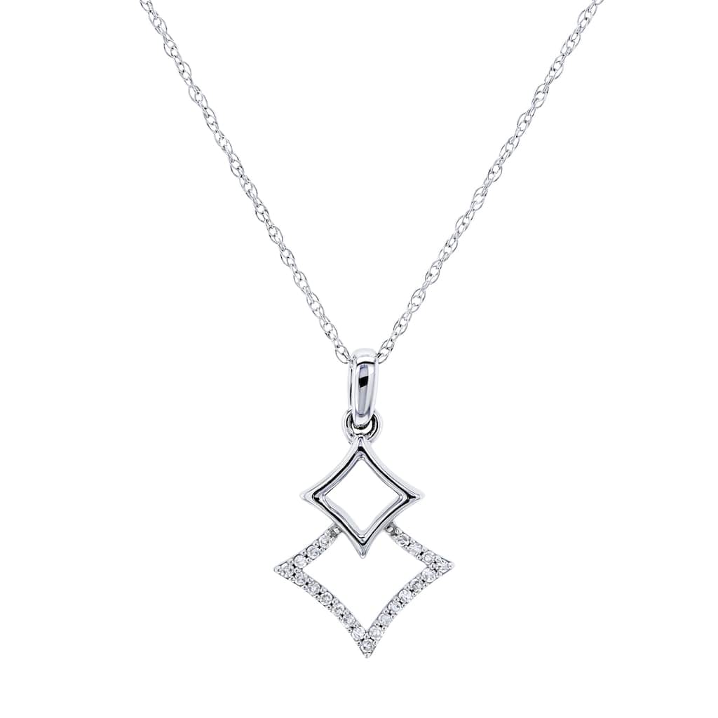 Kobelli Natural Diamond Solid 10k Gold Geometric Kites Rhombi 18" Necklace