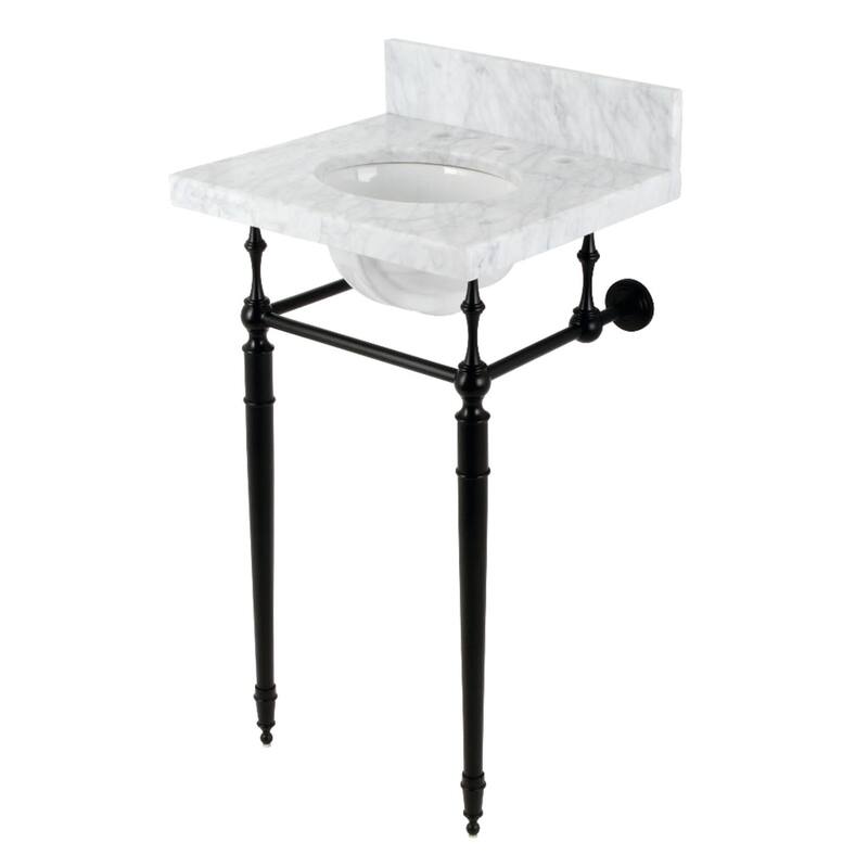 Kingston Brass KVPB1917M38.ST Edwardian 19" Rectangular Brass, Marble - Marble White / Matte Black