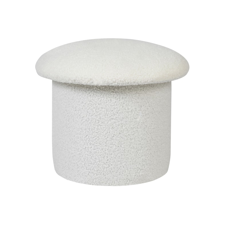 Adeco Mushroom Ottoman Teddy Velvet Foot Stool