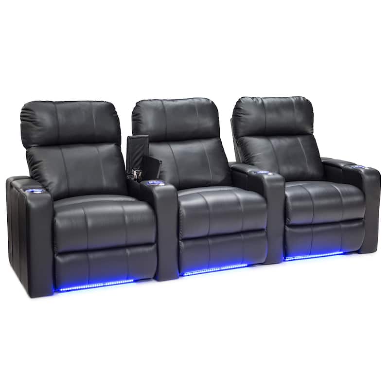Seatcraft Monterey Home Theater Seating Top Grain Leather 7000 - Row of 3 - Black