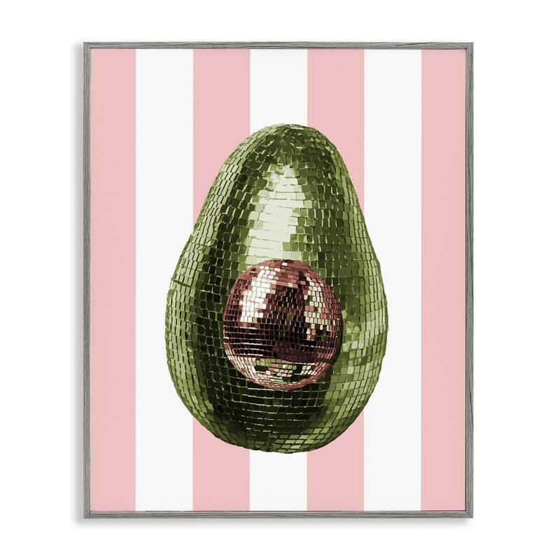 Stupell Disco Avocado on Pink Framed Giclee Art Design By Lil' Rue - 24 x 30 - Grey