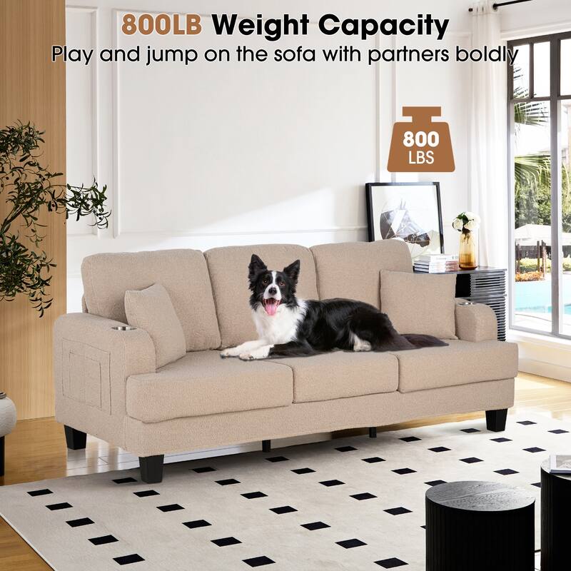 Modern Beige 3-piece Sectional Sofa Set with Loveseat and Storage Ottoman