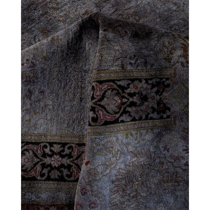 Overton Hand Knotted Wool Vintage Inspired Modern Contemporary Overdyed Gray Area Rug - 9' 2" x 12' 1"