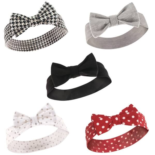 slide 1 of 1, Hudson Baby Infant Girl Cotton Headbands 5pk, Houndstooth, 0-24 Months - Houndstooth Houndstooth - 0-24 Months