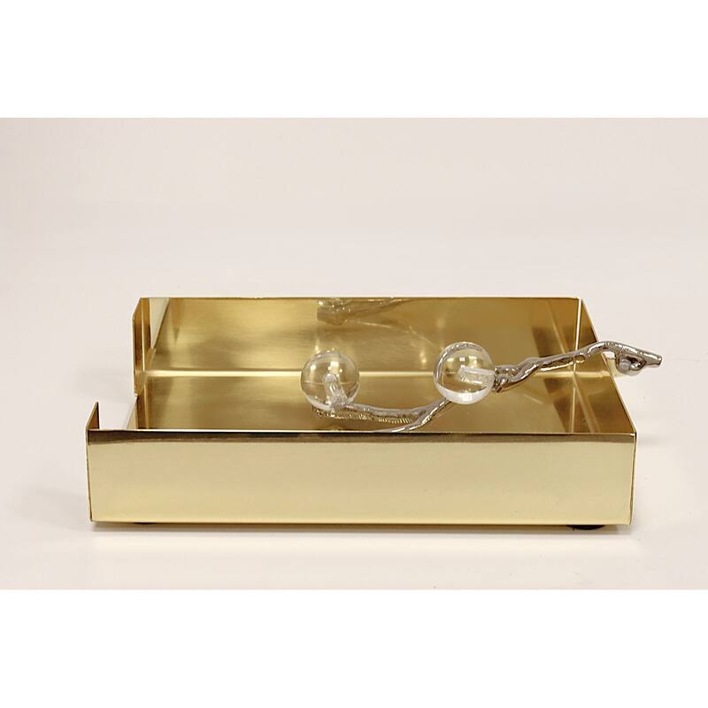 Tissue Holder Silver with Clear Ball - 9"L