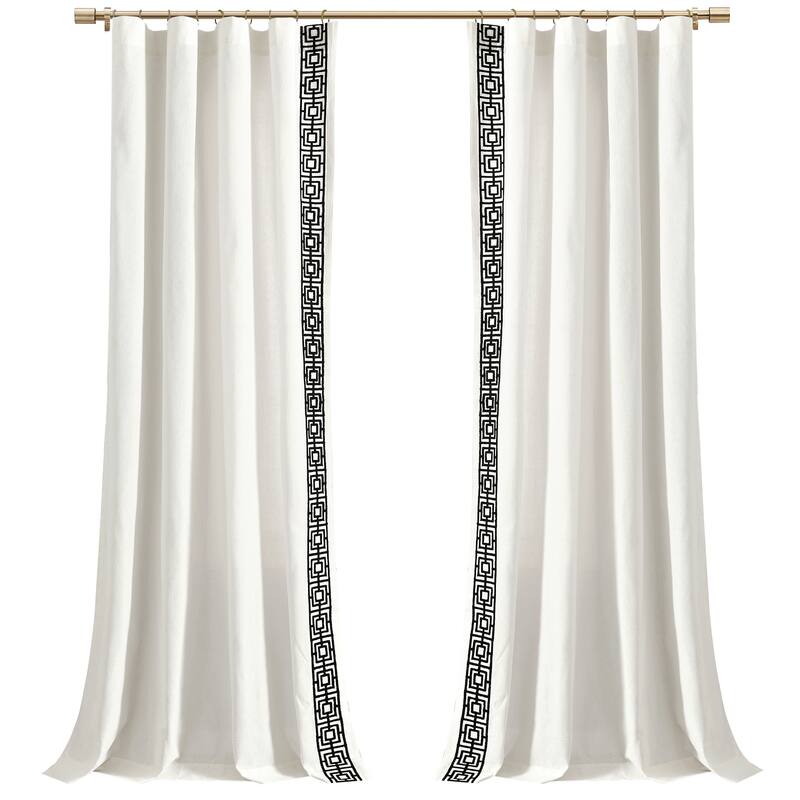 Lush Decor Luxury Modern Square Embroidery Border Window Curtain Panels