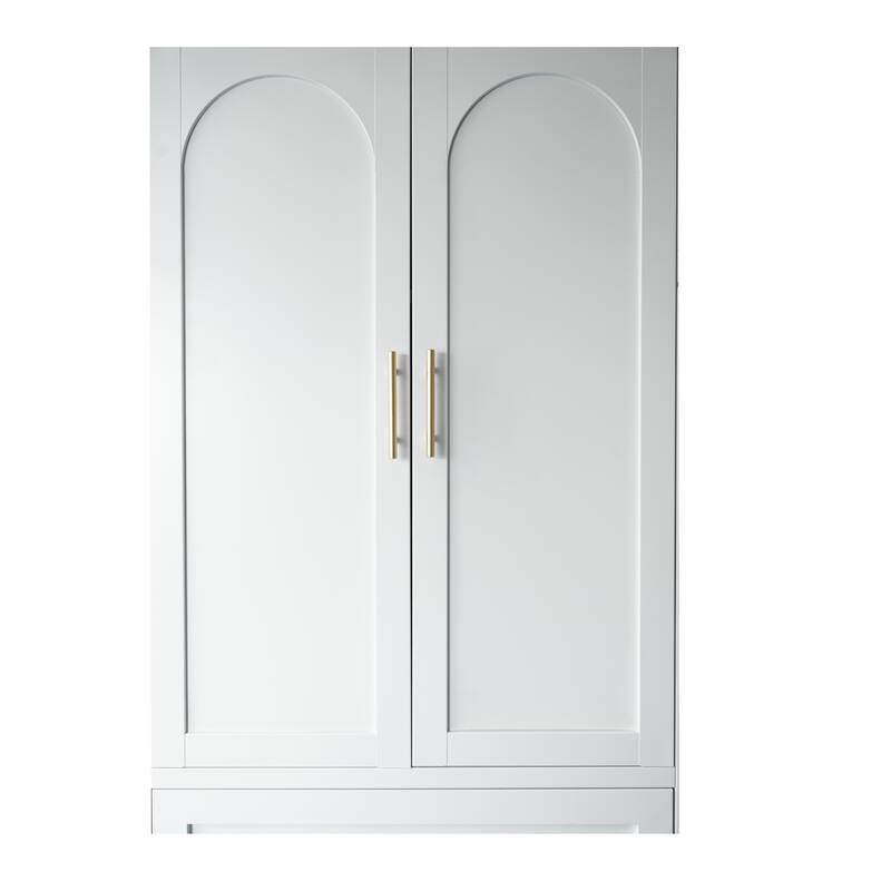 Anmytek Space Saving Wardrobe Organizer White Gold Closet Cabinet Storage for Bedroom Dressing Room