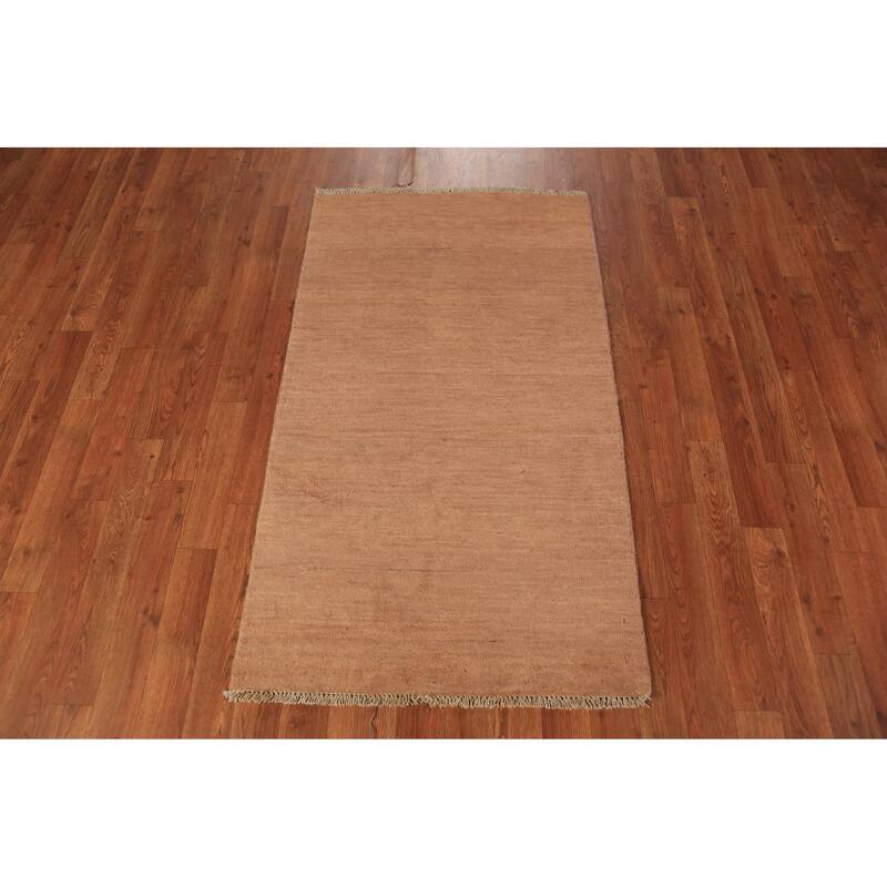 Gabbeh Oriental Rug Hand-Knotted Brown Wool Carpet - 2'6" x 4'4"